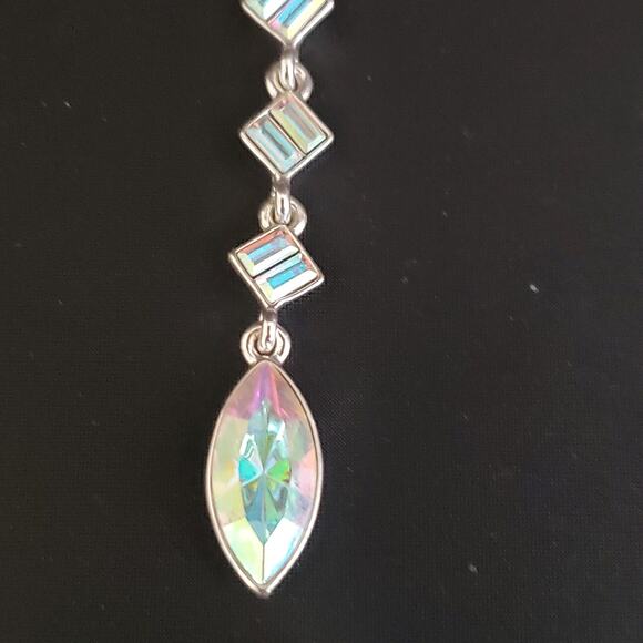 Givenchy Aurora Borealis Necklace Silver Plate Lariat Style Signed - Picture 6 of 12